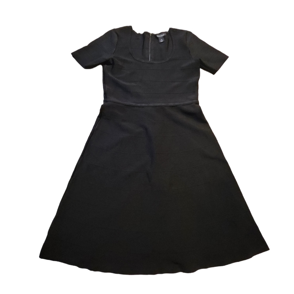 White House Black Market Women's Black Short-Sleeve Knee Dress Size M H21